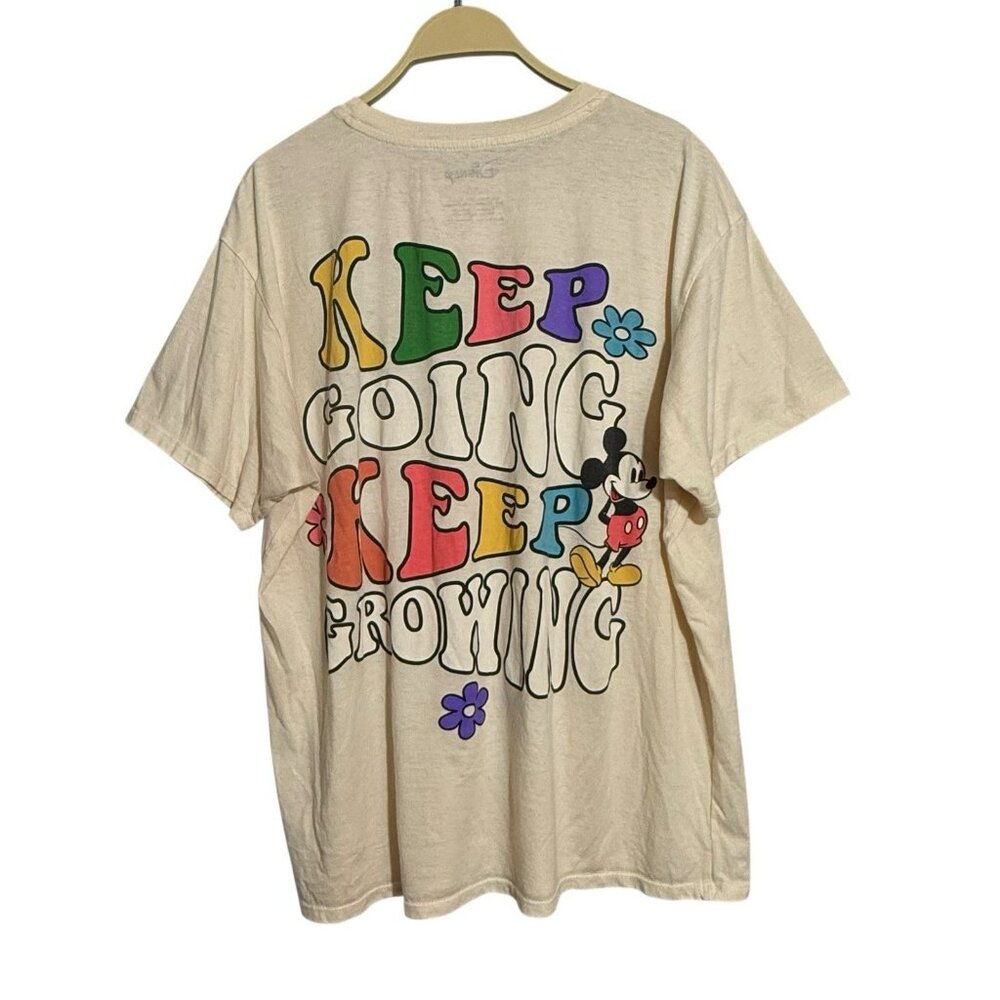 Disney Mickey Mouse Growing Tshirt Men Women Adult Size XL Embroidery Motivation